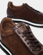 Brown suede/napa sport shoes