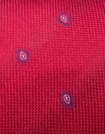 Corbata de seda roja cachemires azules