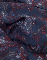 Red, white and blue floral print foulard