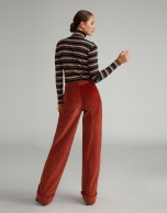 Terra cotta straight corduroy pants