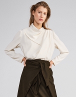 Natural nacre-effect wrap blouse