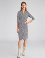 Houndstooth wrap shirtwaist dress