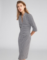 Houndstooth wrap shirtwaist dress