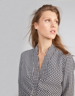 Houndstooth wrap shirtwaist dress