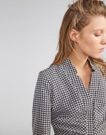 Houndstooth wrap shirtwaist dress