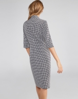 Houndstooth wrap shirtwaist dress