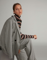 Houndstooth double-breasted suit jacket