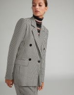 Houndstooth double-breasted suit jacket