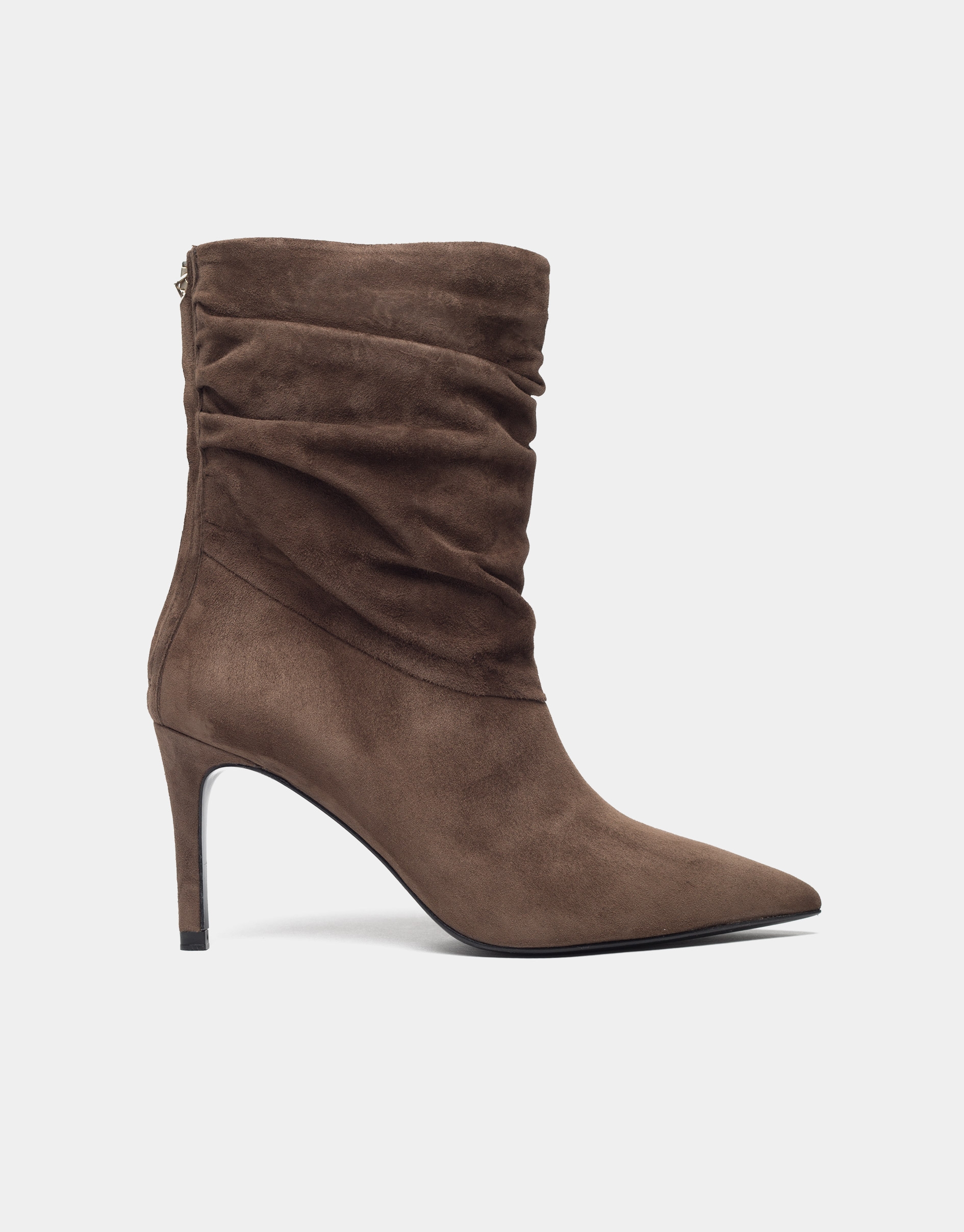 Brown wrinkled leather ankle boots