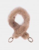 Natural fur and leather shoulder strap