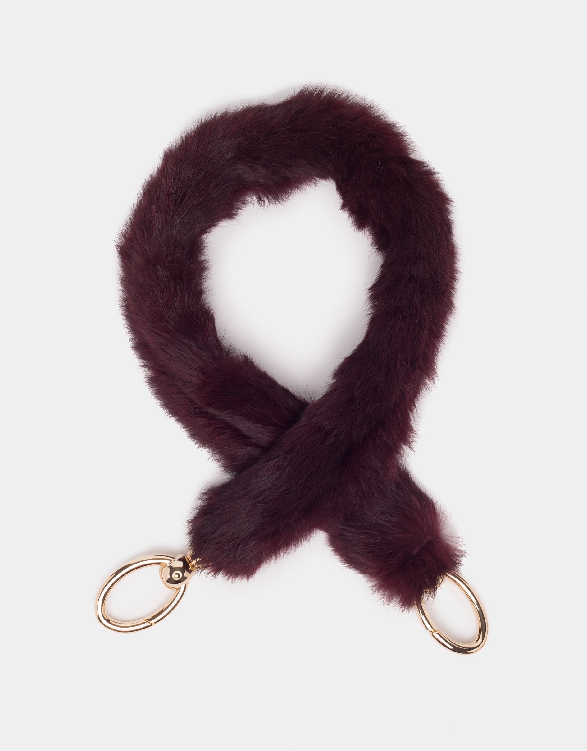 Burgundy fur and leather shoulder strap