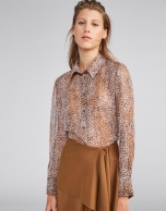 Brown animal print blouse