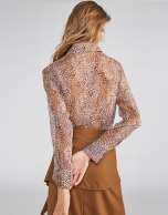 Brown animal print blouse