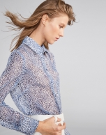 Blue animal print blouse