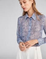 Blue animal print blouse