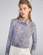 Blue animal print blouse