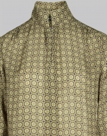 Green print shirt with Mao collar