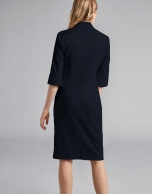 Blue wrap shirtwaist dress