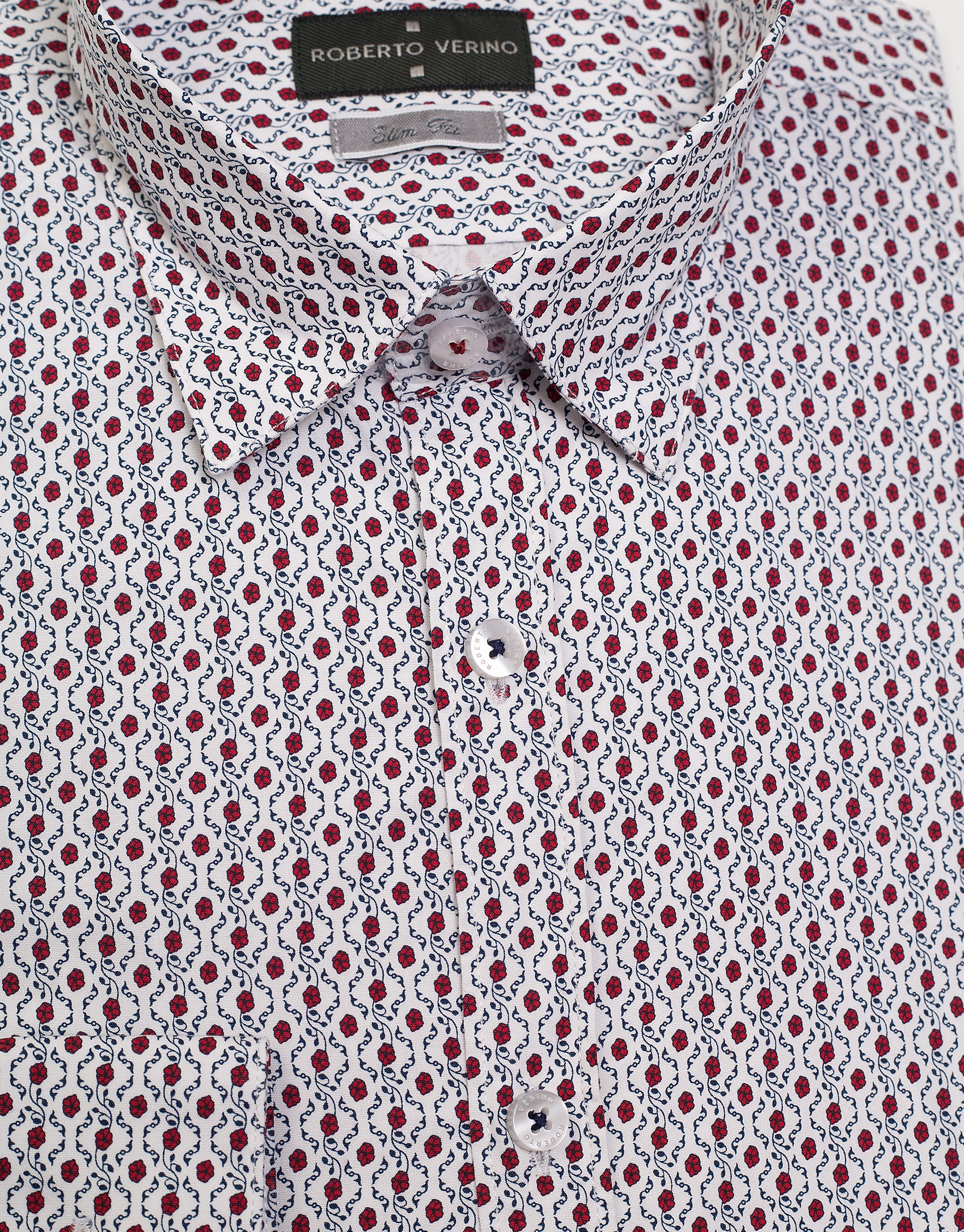 White sport shirt with red flowers