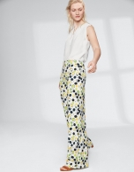 Yellow dotted, straight flowing pants 