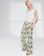 Yellow dotted, straight flowing pants 