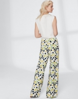 Yellow dotted, straight flowing pants 