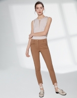 Mink cigarette pants with irregular hem