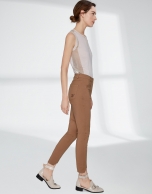 Mink cigarette pants with irregular hem