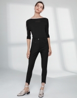 Black cigarette pants with irregular hem