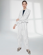 White pinstripe straight pants