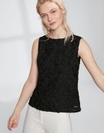 Black cotton voile, embroidered top