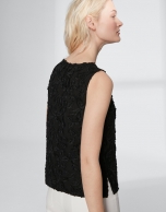 Black cotton voile, embroidered top