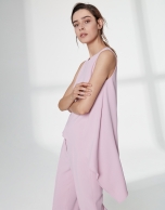 Pink quartz top with asymmetric hem