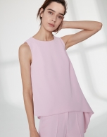 Pink quartz top with asymmetric hem