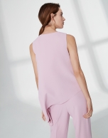 Pink quartz top with asymmetric hem