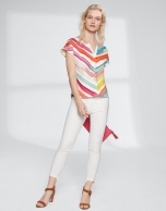 Blusa sin mangas estampado rayas multicolor