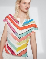 Blusa sin mangas estampado rayas multicolor