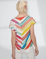 Blusa sin mangas estampado rayas multicolor