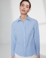 Ultramarine blue striped men's shirt