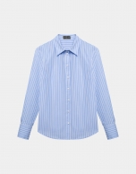 Ultramarine blue striped men's shirt