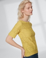 Yellow top with an embossed fabric