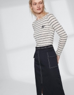 Striped sailor's top with three-quarter sleeves