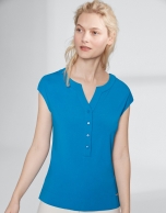 Ultramarine blue top with V-neck