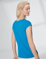 Ultramarine blue top with V-neck