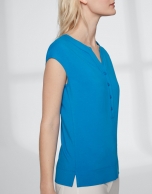 Ultramarine blue top with V-neck