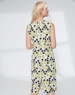 Yellow dotted, midi, asymmetric dress 