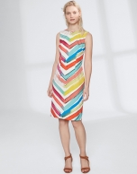 Multicolor herringbone midi dress