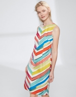 Multicolor herringbone midi dress