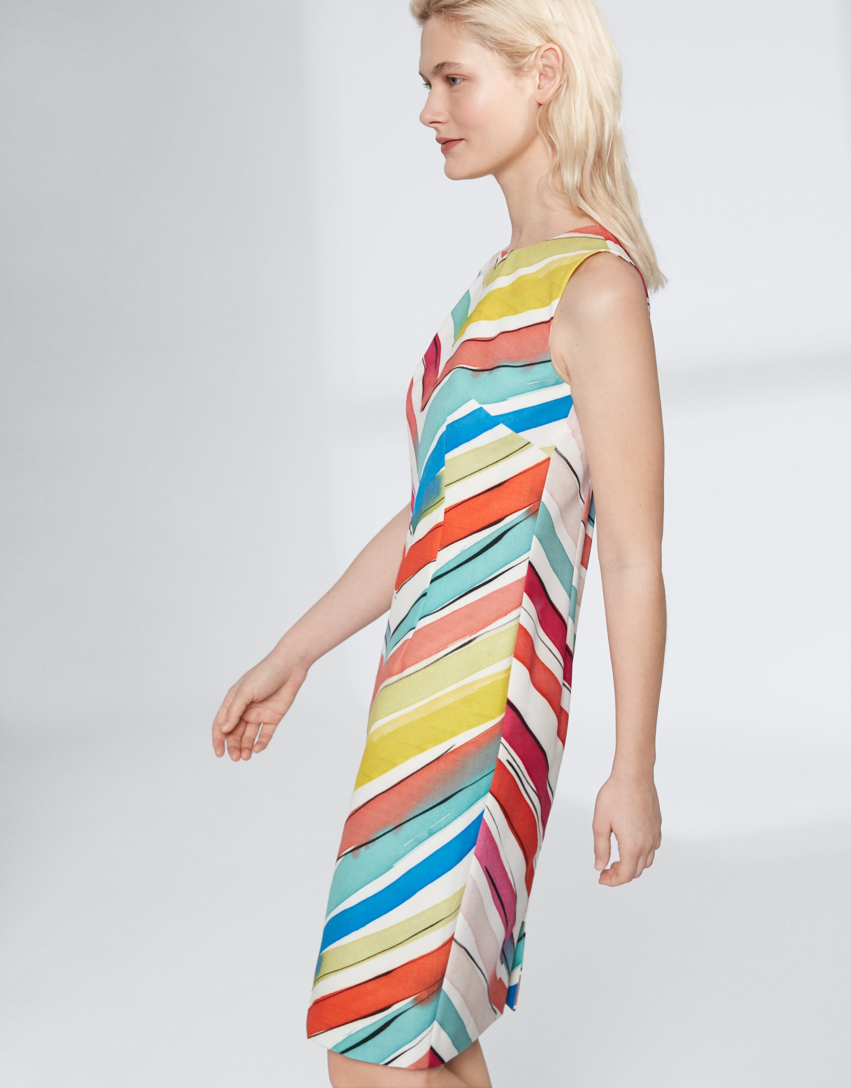 Multicolor herringbone midi dress