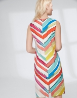 Multicolor herringbone midi dress